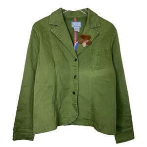 April Cornell Field Jacket Stretch Cotton Blazer Floral NWT Green Womens XL 14